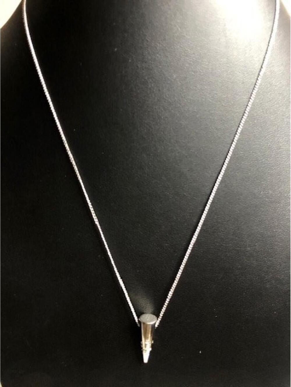 B1229 Chloe & Isabel  Silver Tone Spike Pendant Necklace Clear Crystal 18"